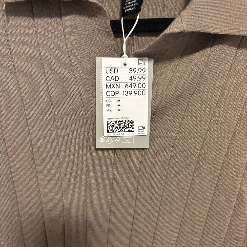 H&M Men's Casual Button Down Shirt - Taupe